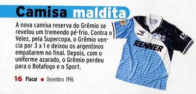 Excavation Nautical bearing Camisas do Grêmio » Negresco 1996 – Penalty